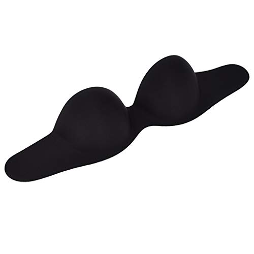 Fine Women Bra Closed and Adjusted Seamless Bra Invisible Strapless Adhesive Bra,Adjustable Traceless Bra Invisible Chest Sticker,Soft and Breathable (Black, D)