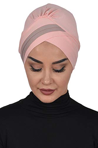 Instant Turban Cotton Scarf Head Wrap Cancer Chemo Headwear Two Color Powder