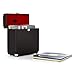 auna Nostalgia • Retro Record Carrying Case • Holds up to 30 Albums • Vintage Storage Case • Shockproof • Easy to Clean • Leatherette • Elegant Red Velvet Interior • Black
