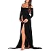 Women's Off Shoulder Maternity Gown for Photo Shoots - Made in USA Black