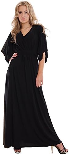 Ladies Maxi Dress With Butterfly Sleeves Black UK Design By MontyQ