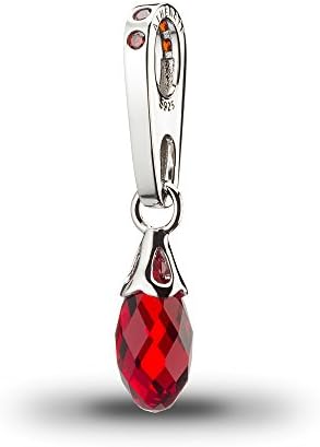 ATHENAIE 925 Sterling Silver Briolette Austrian Crystal Pendant Drops Fit All European Bracelets Color Red