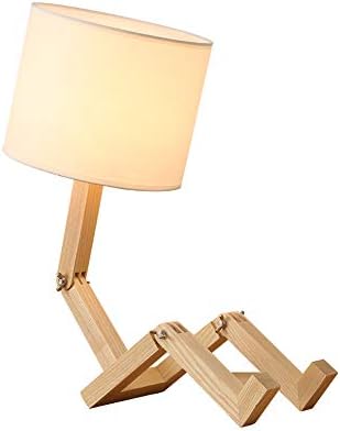 HOIHO Solid Wood Decorative Table Lamps, Nordic LED Fabric Wooden Lighting Table Lamp Postmodern Living Room Bedroom Sofa Desk Light Creative Study Floor Desk Lights