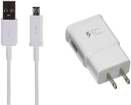 Galaxy S7 S7 Edge S6 S6 Edge LG G2 G3 G4 for Samsung Adaptive Fast Charger Micro USB 2.0 Cable Kit {Wall Charger + 5FT Cable} Fast Charging for up to 50% faster charging (WHITE) Premium version 2.0