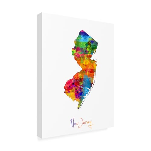 Trademark Fine Art New Jersey Map by Michael Tompsett, 35x47-Inch