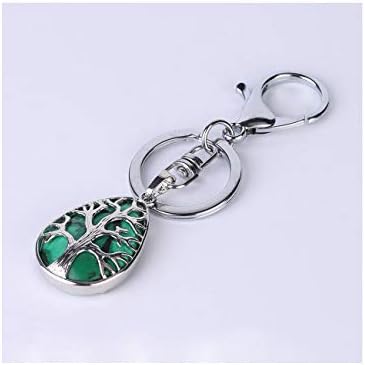 Fashion Water Drop Keychains Key Ring Key Holder Natural Gem Stone Pendant For Car Motorcycle Bag