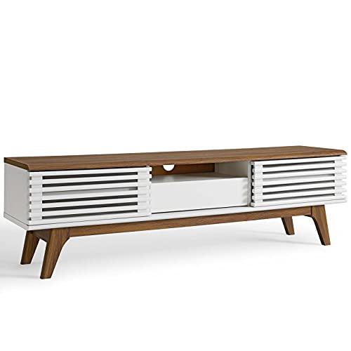 Modway Render MidCentury Modern Low Profile 59 Inch TV Stand in Walnut