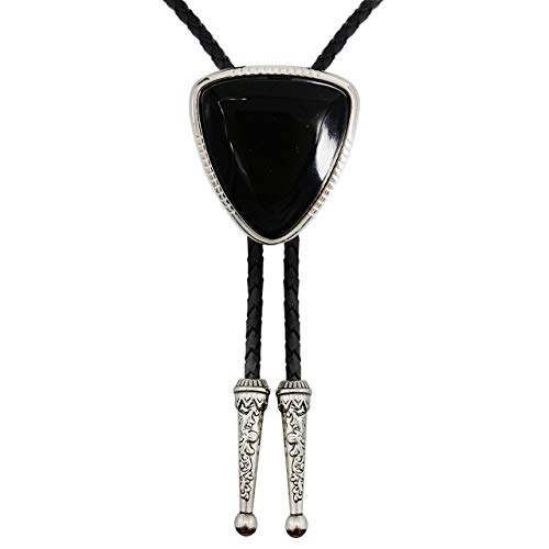 LAXPICOL Vintage Western Cowboy Cool Fashion Black Stone Bolo Tie For Men Retro Bola Tie Necktie - Thumbnail 5