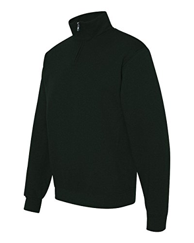Jerzees Mens 995 Quarter-Zip Cadet-Collar Sweatshirt, Black, Large