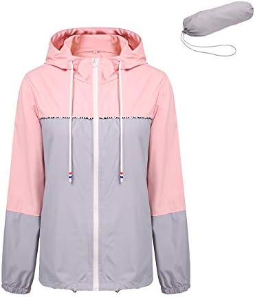 Besshopie Women's Waterproof Packable Windbreaker Active Outdoor Hooded Lightweight Rain Jacket