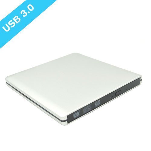 ZSMJ USB3.0 Ultra Slim Portable DVD CD Drive Read writer Burner,External DVD Optical Drive CD+/-RW DVD +/-RW Superdrive for Apple Mac Macbook Pro and laptop (Silvery)