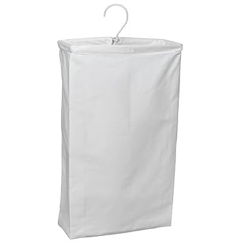 Household Essentials 148 Hanging Cotton Canvas Laundry Hamper Bag | White