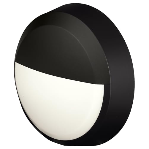 4lite Pylus Outdoor Round Eyelid Wall Light (Black) 660lm Bulkhead IP54 LED Integrated Exterior Light - 4L2/3218-4Yr Guarantee