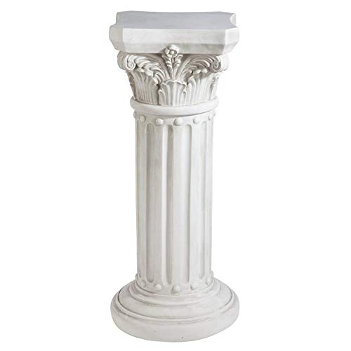 Design Toscano Athena Corinthian Furniture Pedestal Column Plant Stand, 33 Inch, Polyresin, Antique Stone