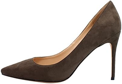 fast charm Womens Pointed Toe Large Size 10CM Stiletto High Heels Shoes Dark Green Suede Pumps US10
