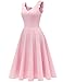 Women Tea Dress for Vintage Cocktail Party, Modest Aline Church Dresses, Fit Flare Bridesmaid Dress, Rockabilly Swing Prom Dress, Retro Knee Length Dresses for Wedding Guest Pink S