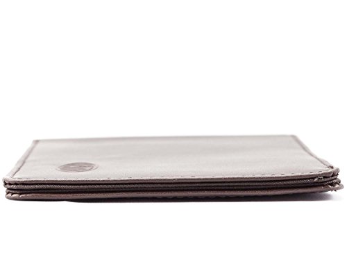 Big Skinny Men's Super Skinny Leather Bi-Fold Slim Wallet, Holds Up to 30 Cards, Brown