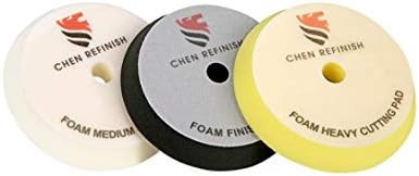 CHEN REFINISH Premium Quality Thickness 30mm Hook&Loop Bevelled Foam Pads Polishing Disc Car Beauty Polish Sponge Pads Kit (7 Inch)