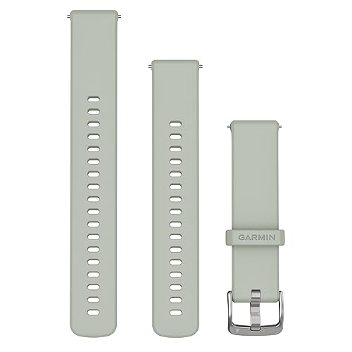 Garmin Quick Release Bands (18mm), suitable for selected Forerunner-,Venu- and vívoactive smartwatch series, Original accessory, Silicone, Sage Grey with Silver Hardware
