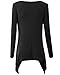 SEENFUN Womens Sexy Crisscross Neck Long Sleeve T-Shirt Tunic (Black) XL