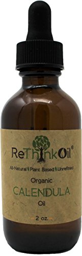 ReThinkOil - 2 oz Organic Calendula -Jojoba oil infusion (glass bottle with dropper top and ECO tube)
