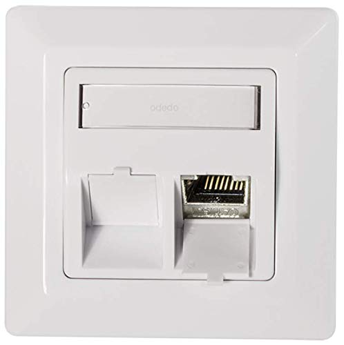 odedo Empty Socket Junction Box for 2 Keystone Modules Flush-Mounted White