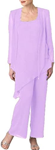 Ysmo Women's Chiffon 3 Pieces Mother of The Bride Pant Suit for Women Prom Dress