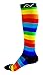 A-Swift Compression Socks for Women and Men - Rainbow Stripes, Large