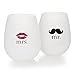 Urmelody Mr. and Mrs. Outdoor Wedding Parties Unbreakable Stemless Silicone Wine Glasses Food Grade Clear Silicone & Dishwasher Safe Set of 2 Rubber Beer Drinking Cups (1 pair)