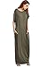 Verdusa Women's Summer Casual Loose Long Dress Short Sleeve Pocket Maxi Dress Olive Green L
