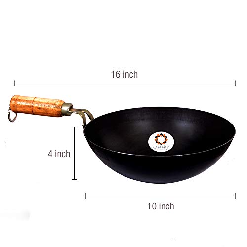 Indian Traditional 9.50 to 10 INCH INDIAN PURE IRON LOHA KADHAI DEEP FRYER PAN KADHAI FOR FRYING, COOKING - Fastest Delivery with DHL by Indian Collectible