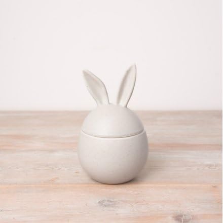 Portland Living Speckled Egg Shape Storage Pot with Bunny Ears Lid Medium 13cm