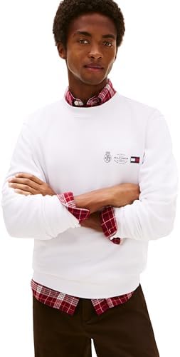 Sweat Homme Small Crest Outline avec Col Ras-du-Cou, Blanc (White), M