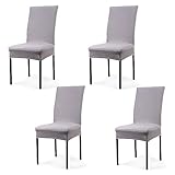 CosyVie Super Fit Universal Stretch Dining Chair Covers, Removable Washable Slipcovers for Dining Room Chairs 4 Pcs/Pack(Gray)