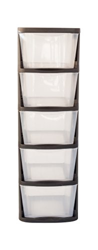 Muscle Rack PDT5 5 Drawer Tower, Black Frame with Clear Drawers