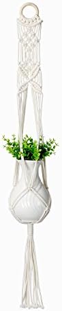 Macrame Plant Hanger Indoor Outdoor Plants Hangers Cotton Rope Hanging Planters Handmade Flowers Holder for Basket Pot 41 Inch - DAMICHEN (Whtie pack of 1)