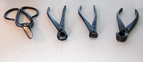 U-nitt 4-pc Bonsai Tool Set Carbon Steel: concave Cutter; Wire Cutter; knob Cutter; Ashinaga Shears: in a Leather Case - Image 4