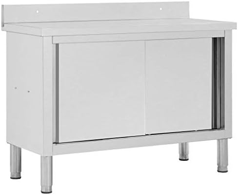 Festnight Armoire De Cuisine Table De Travail Avec Portes Coulissantes Armoire De Rangement 120x50x95 Cm Inox Amazon Fr Cuisine Maison