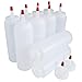 kelkaa 8oz HDPE Plastic Squeeze Bottles with Wide Mouth Opening, Red Tip Yorker Caps with 0.030 Orifice for Condiments and Any Thick Liquids Products, Refillable Empty Bottles (Pack of 10)