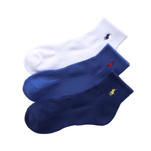 【3足セット】POLO RALPH LAUREN メンズ レディース 足底パイル アーチサポート 多色 ショートソックス 93246604/92009604 25-27cm 09.ホワイト・ブルー・アイアンブルー