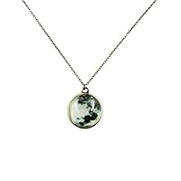 Hocai Necklace for Women, Retro Night Light Couple Necklace Illusion Luminous Double-Sided 18mm Glass Ball Fantasy Moon Pendant Costume Love Token Gift Packed in Jewelry Box (Full Moon)