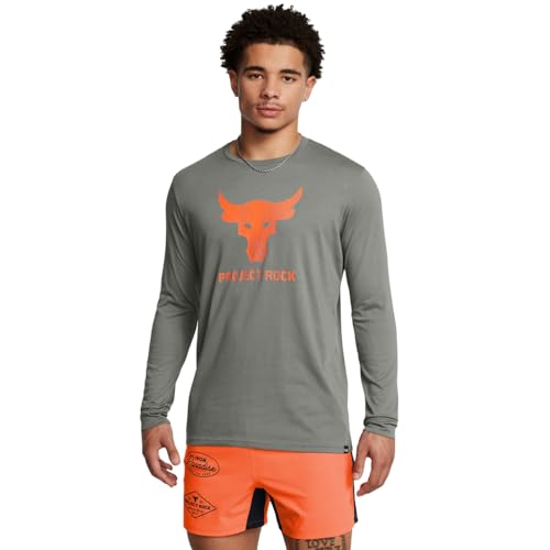 Under Armour Men’s Project Rock Brahma Bull Long Sleeve, (709) Clay Green / / Team Orange, 4X-Large