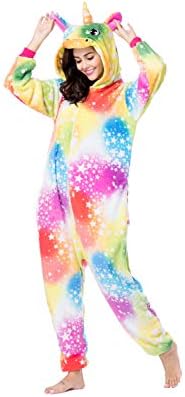 RONGTAI Adults Unisex Animal Flannel Unicorn Onesie Pajamas Cosplay Costume