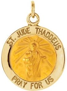 14K Yellow Gold 14.5mm Round St. Jude Thaddeus Medal