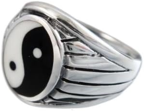 Elegant Jewel 925 Sterling Silver Mens Ying Yin Yang Tai Chi Engraved Sides Oval Ring