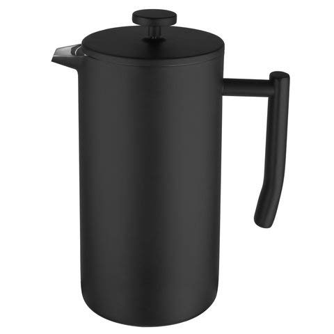 (Renewed) Belwares Large French Press Coffee Maker with Extra Filters for a Richer and Fuller Coffee Flavor, Designed with Double Wall Black Stainless Steel to Preserve Hot Coffee Temperature (50oz)