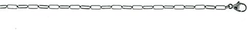 18k White Gold 2.4mm Elongated-Cable Diamond-Cut Solid Link Chain Necklace - 30"