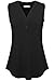 Nandashe Women's V Neck Sleeveless Shirts, Button Blouses Cami Tank Tops Black L