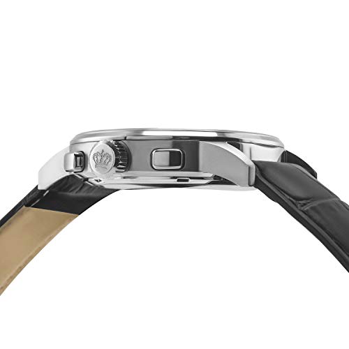 LOUIS-XVI-Herren-Armbanduhr-Monseigneur-Silber-Schwarz-Chronograph-Analog-Quarz-echtes-Leder-Schwarz-910