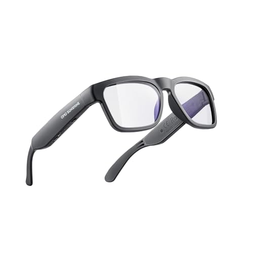 OhO sunshine Smart Glasses,Safety Glasses with Bluetooth Speaker,Indoor/Outdoor UV Protection and Voice Control,Unisex(Blue Light Lens)